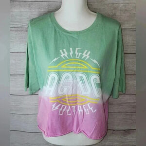 AC/DC Cropped Tie-dye Graphic Tee Size XL